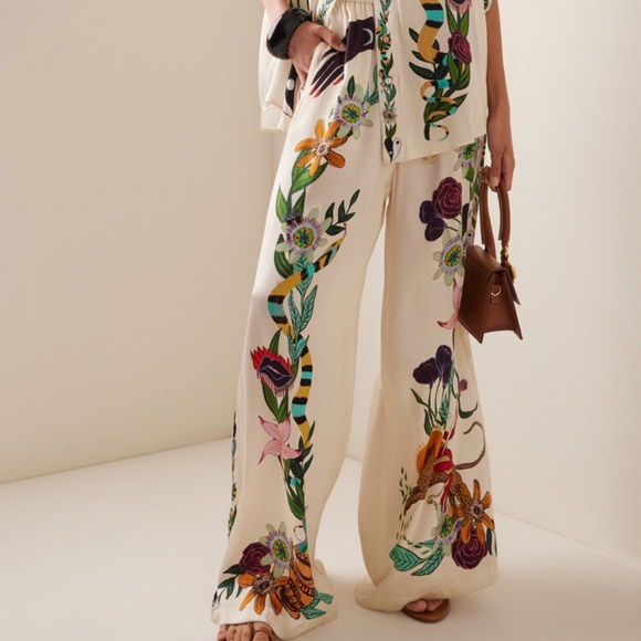 ALÉMAIS Meagan Printed Silk Pants - size US 4 - Picture 1 of 7